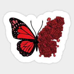 Butterfly Roses Flower Sticker